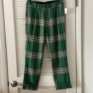 Free People green plaid pants